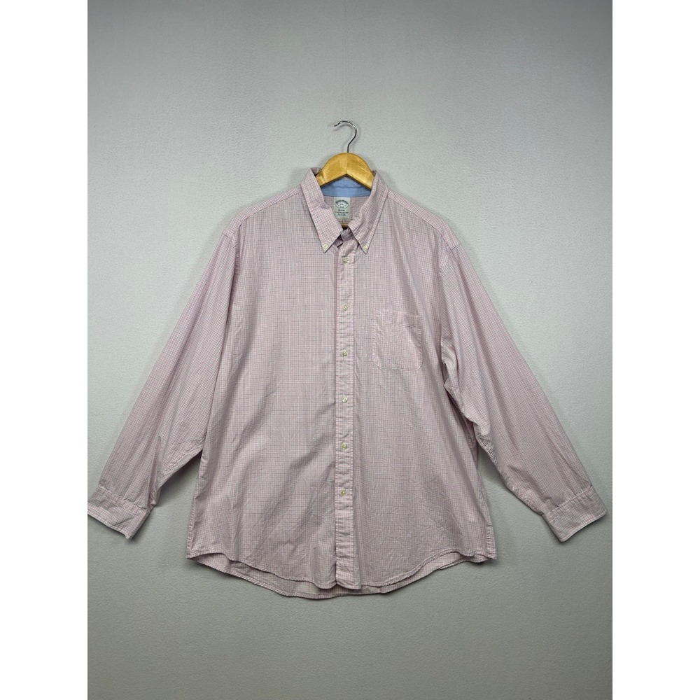 Preppy Classic Brooks Brothers Mens XXL Pink Plaid Regent Button Down Shirt